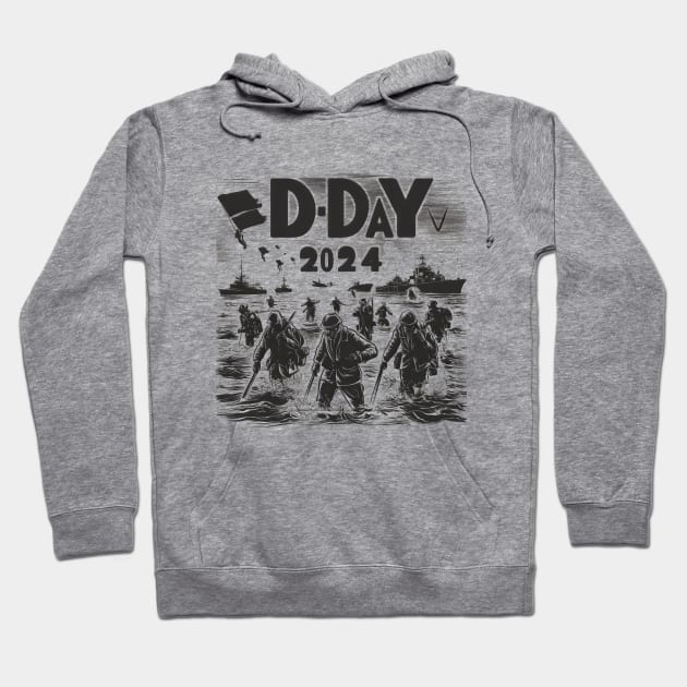 D Day 2024 Vintage Hoodie by Starart Designs